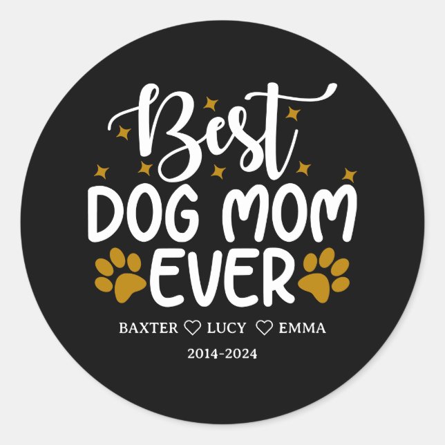 Adesivo Redondo Best Dog Mom Ever | Happy Mother’s Day  (Frente)