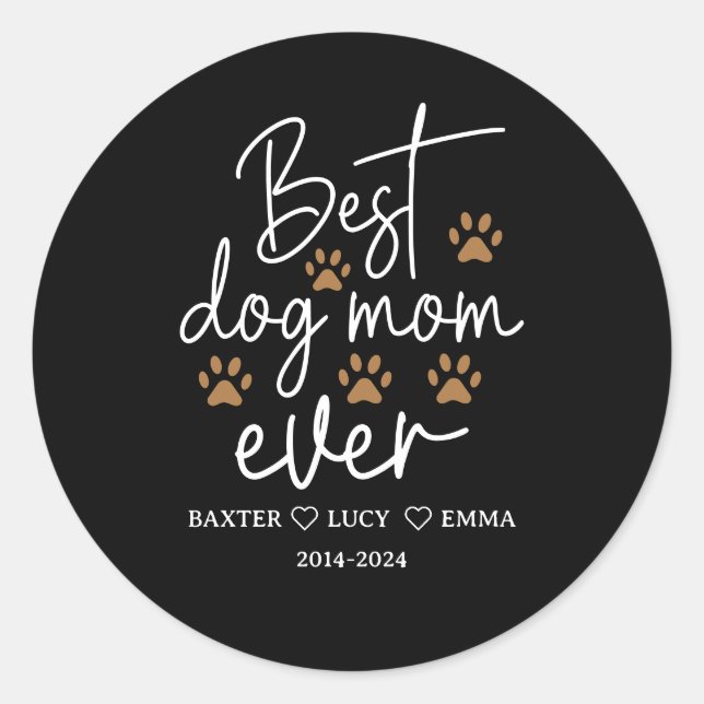 Adesivo Redondo Best Dog Mom Ever | Happy Mother’s Day  (Frente)