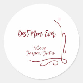 Adesivo Redondo Best mom ever red love Spanish border stylish 