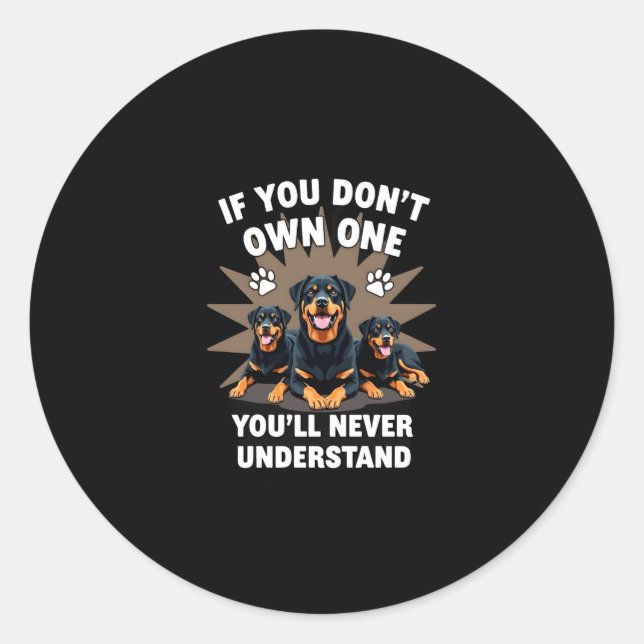 Adesivo Redondo Best Rottweiler Art For Men Women Kids Rottie Rott (Frente)