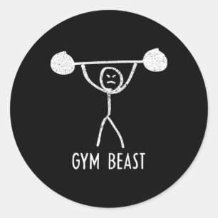 Adesivo Redondo Besta da academia exercício engraçado de musculaçã