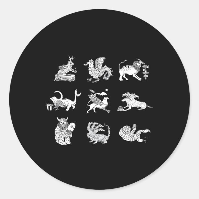 Adesivo Redondo Bestas Míticas (Frente)