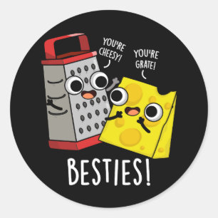 Adesivo Redondo Besties Engraçado Queijo Grater Torre Escuro BG