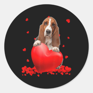 Adesivo Redondo "Bet Hound Dog Heart Dia de os namorados Men Wome"