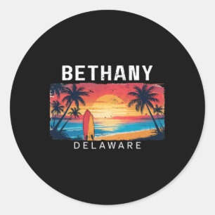 Adesivo Redondo Bethany Beach Delaware Homens Mulheres Surfe
