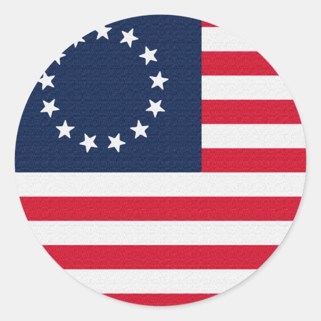 Adesivo Redondo Betsy Ross 13 Stars American Flag (Frente)
