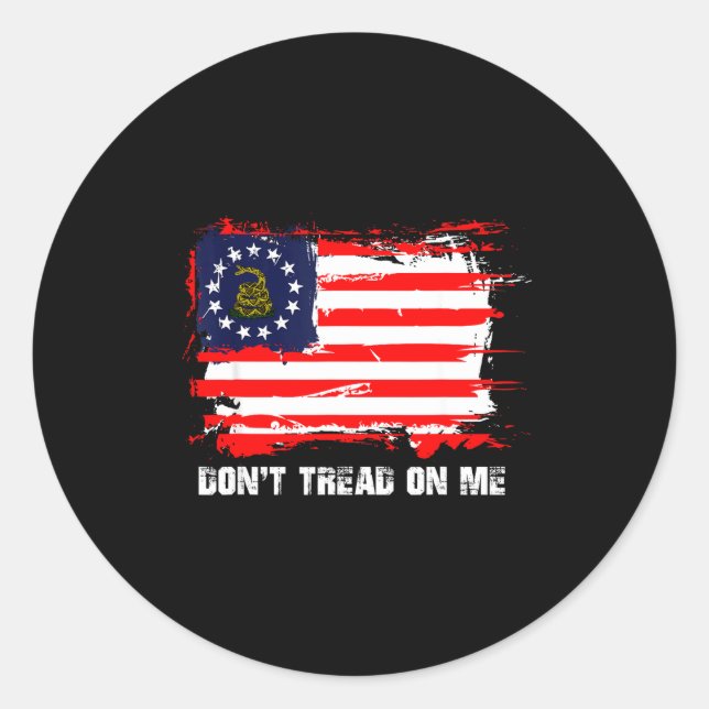 Adesivo Redondo Betsy Ross Flag Don't Tread Patriot On Me  (Frente)