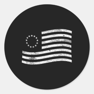 Adesivo Redondo Betsy Ross Flag Minimal - Patriota da História Ame