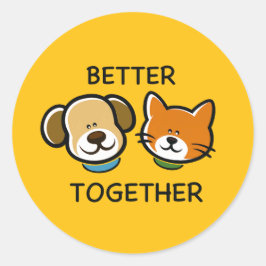 Adesivo Redondo Better together – Cute Dog & Cat