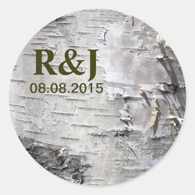 Adesivo Redondo bétula branca latido da árvore quic rusta da boêmi (Frente)