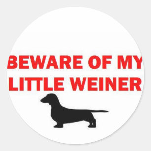 Adesivo Redondo Beware de minha piada pequena de Weiner