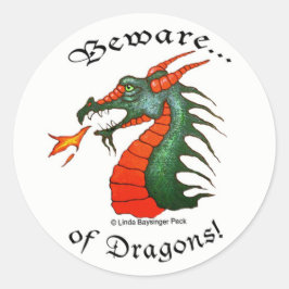 Adesivo Redondo Beware Dragon