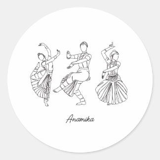 Adesivo Redondo Bharatanatyam Nome personalizado da dança