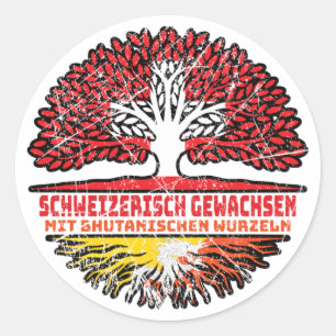 Adesivo Redondo Bhutan Bhutanisch Schweizer Schweiz Baum Wurzel