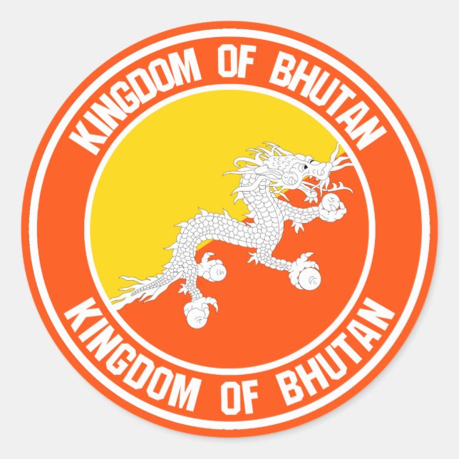 Adesivo Redondo Bhutan Round Emblem (Frente)