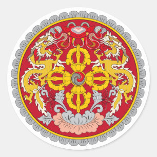 Adesivo Redondo Bhutanese National Emblem, Butão