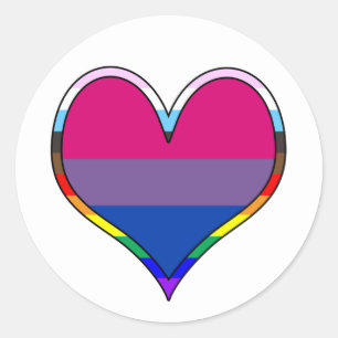 Adesivo Redondo Bi Pride Heart Classic Round Sticker