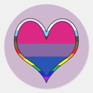 Adesivo Redondo Bi Pride Heart Classic Round Sticker