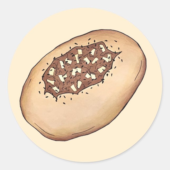 Adesivo Redondo Bialy Jewish Bakery Onion Bread Polônia Comida Pol (Frente)