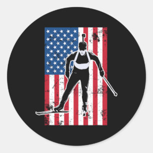 Adesivo Redondo Biathlon American Flag 2 Usa Gift - Equipe de Biat