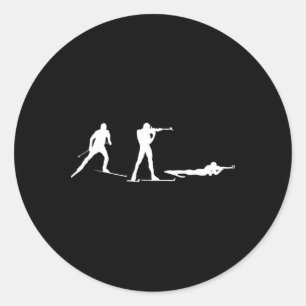 Adesivo Redondo Biathlon Biathlette Surgindo sobre o Esporte de in