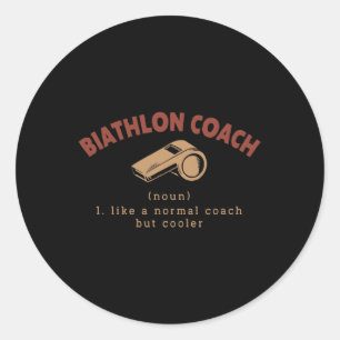 Adesivo Redondo Biathlon Coach Definição Engraçado Biathlete Humor