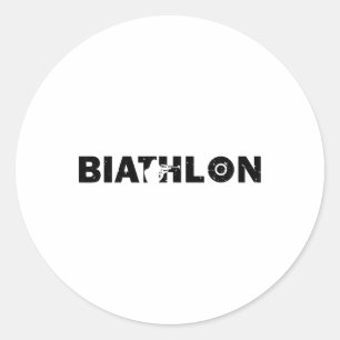 Adesivo Redondo Biathlon Funny Biathlete Saindo Espiando Alvo Sp