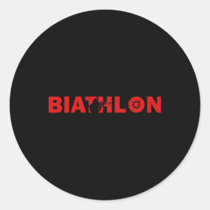 Adesivo Redondo Biathlon Funny Biathlete Saindo Espiando Alvo Sp