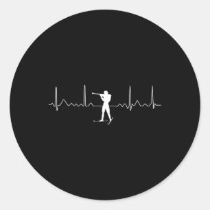 Adesivo Redondo Biathlon Heartbeat - Slogan de Esqui disparando Bi
