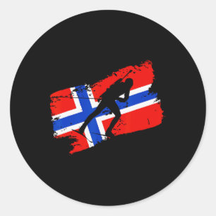 Adesivo Redondo Biathlon Noruega Bandeira Norueguesa Esqui Cross C