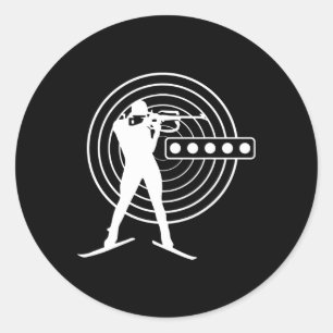 Adesivo Redondo Biathlon Ski Skier Winter Sports Cross-country Ski