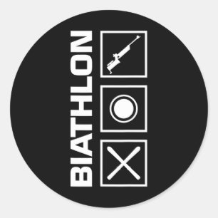 Adesivo Redondo Biathlon Ski Skier Winter Sports Cross-country Ski