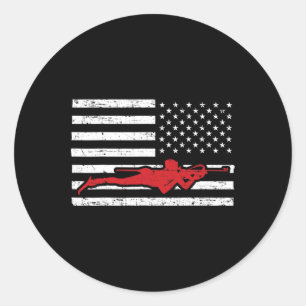 Adesivo Redondo Biathlon Sports Marathon esquiando a bandeira amer