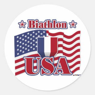 Adesivo Redondo Biathlon USA