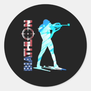 Adesivo Redondo Biathlon Usa Flag Roupa americano Cross-country S