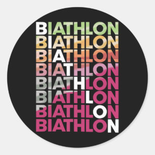 Adesivo Redondo Biathlon Winter Sports Skifle Sapatando Biath