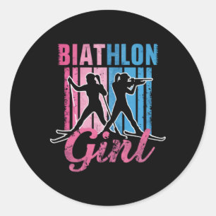 Adesivo Redondo Biathlon Winter Sports Skifle Sapatando Biath