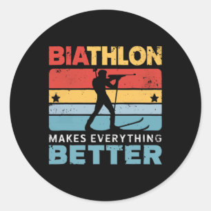 Adesivo Redondo Biathlon Winter Sports Skifle Sapatando Biath
