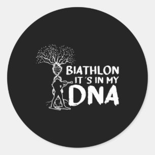 Adesivo Redondo Biatlo Está no meu Motivo de Adn para um Biatleta