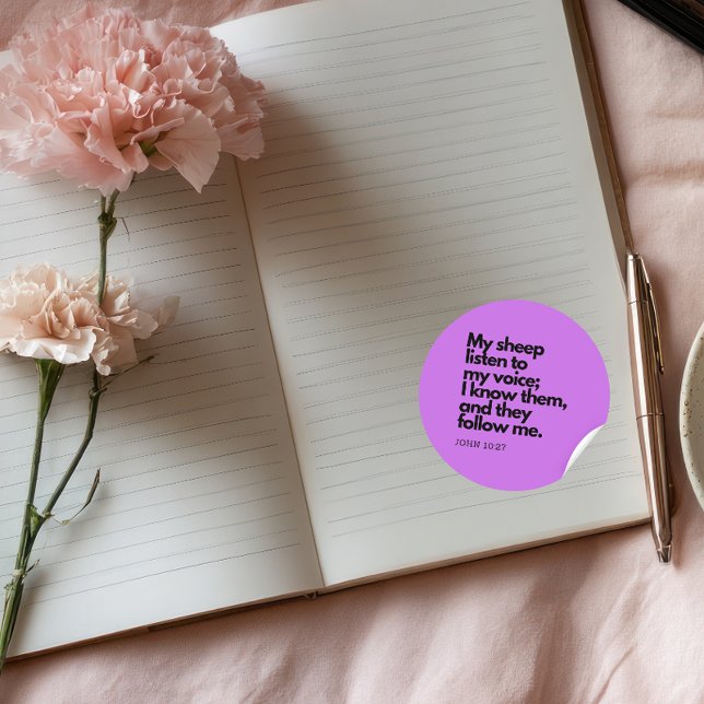 Adesivo Redondo Bible Quotes: John 10:27, Gospel Verse #2 (Criador carregado)