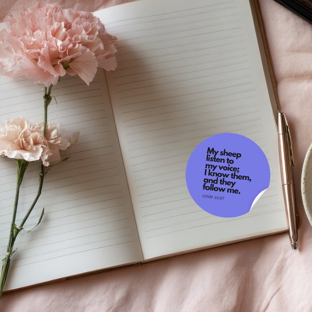 Adesivo Redondo Bible Quotes: John 10:27, Gospel Verse #3 (Criador carregado)