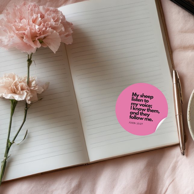Adesivo Redondo Bible Quotes: John 10:27, Gospel Verse #4 (Criador carregado)