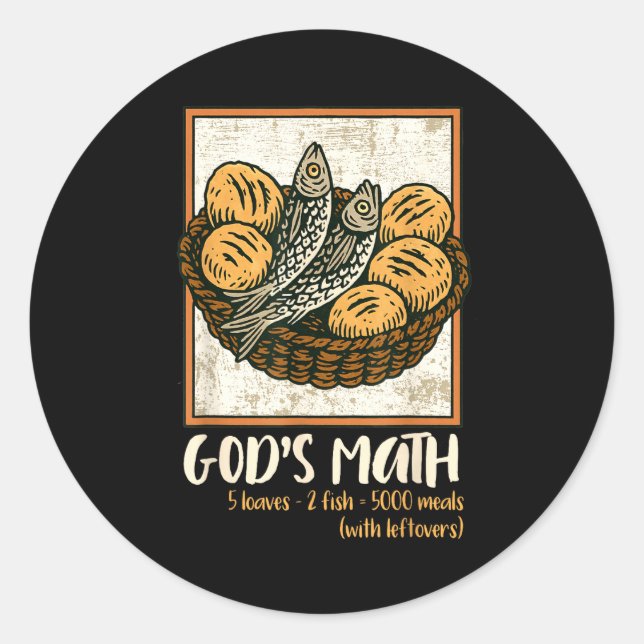 Adesivo Redondo Bible Verse Christian Jesus Fishes &amp; Loaves Go (Frente)