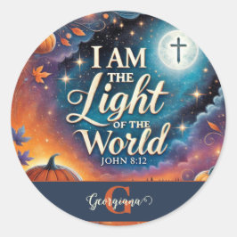 Adesivo Redondo Bíblia de Halloween Cristão Vibrante Monograma Ver