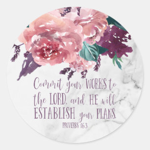 Adesivo Redondo Bíblia de Mármore Floral Elegante Verso