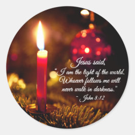 Adesivo Redondo Bíblia de Natal Inspiracional Verse John 8:12