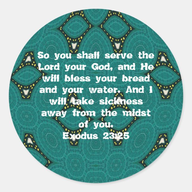Adesivo Redondo Bíblia Versa Escritura de Reparo Cotação Êxodo 23: (Frente)
