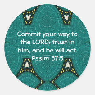Adesivo Redondo Bíblia Versa Escrituras Motivacionais Psalm 37:5