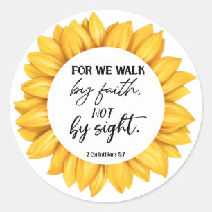Adesivo Redondo Bíblia Verse Corinthians Sunflower