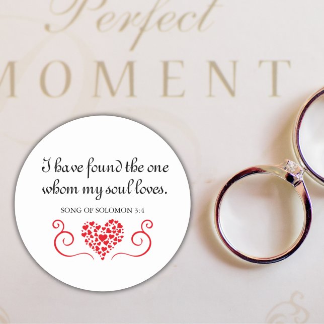 Adesivo Redondo Bíblia Verse ✝️ Encontrou O Que Minha Alma Adora (Bible Verse ✝️ Found The One My Soul Loves Classic Round Sticker)